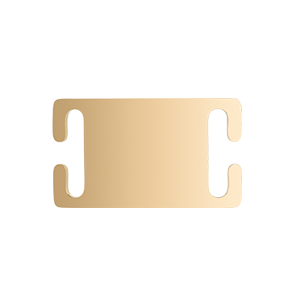 Gullfarget slide-on id brikke hund, 45 × 25 mm, rustfritt stål og glatt overflate for direkte feste på halsbånd.