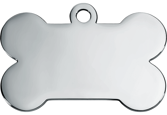 Benformet sølvfarget id-brikke